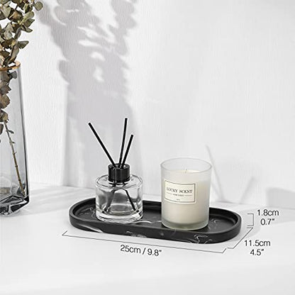 Luxspire 10" Oval Bathroom Tray for Countertop Organizer, Ink Black - color: E - Ink Black, style: Small