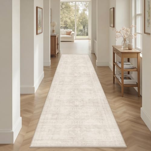2'6''x10' Hallway Washable Runner Rug:Neutral Kitchen Carpet Beige - color: Beige, size: 2'6" x 10' (Runner)