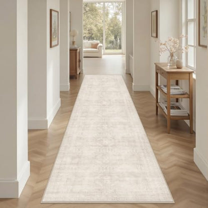 2'6''x10' Hallway Washable Runner Rug:Neutral Kitchen Carpet Beige - color: Beige, size: 2'6" x 10' (Runner)