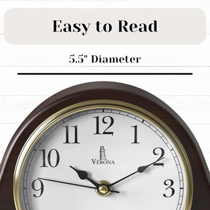 Mantel Clock for Fireplace, Solid Wood Silent Non-Chiming Mantle Clock - color: Dark Brown Arabic Numerals