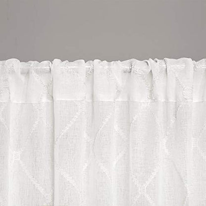 Madison Park Embroidered Diamond Irina Sheer Curtain 50x95 White - color: White, size: 50"W x 95"L (Pack of 1)