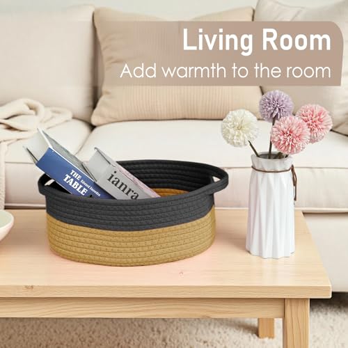 JMvicyroam Small Woven Basket, Empty Gift Basket, Black&Jute/1 Pack - color: Black&Jute, size: 1 Pack