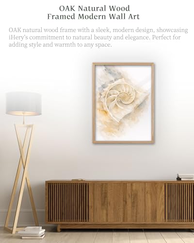 iHery 12x16in Nautilus Shell Framed Coastal Wall Art - color: OAK Framed Nautilus Shell, size: 16"L x 12"W
