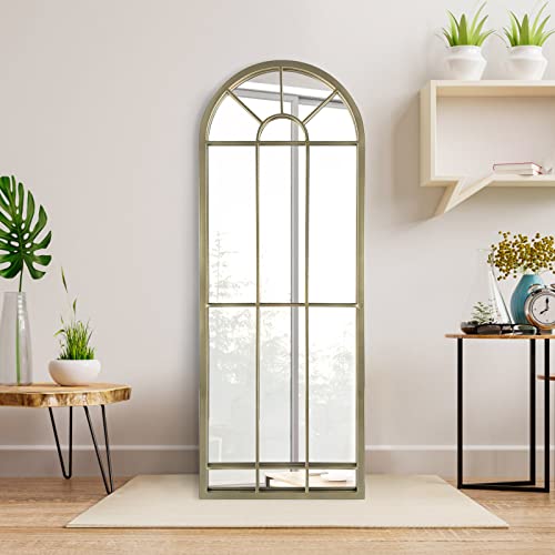 HQiJun Wall Mirror Window Decorative Mirrors Arched Farmhouse for Living Room Bedroom Entryway Bathroom Vanity(Gold,47” x17” x 1”) - color: Gold, size: 47"L x 17"W