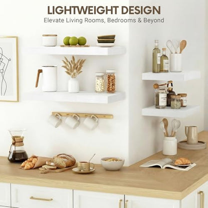 Vivelove 10x10 Inches Floating Shelves Wall Mounted Set of 2, White - color: White, size: 10.2”wx10.2”dx1.5”h