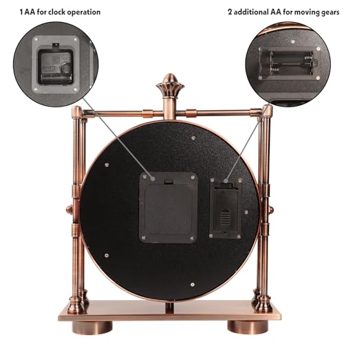 11inch Rosegold Moving Gears Desk Clock Mantle Clock for Living Room Office - color: 11inch Rosegold