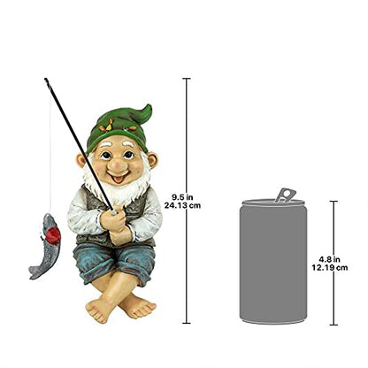 Design Toscano Ziggy with Fishing Pole Garden Gnome Indoor/Outdoor Shelf - color: Ziggy the Fishing Gnome
