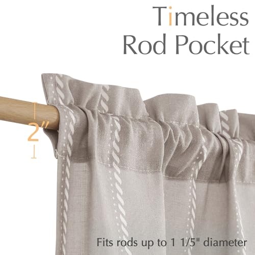 jinchan Striped Linen Valance Taupe Gray Farmhouse 18 Inch 1 Panel - color: Nautical Striped Taupe Gray, size: 50"W x 18"L (Pack of 1)