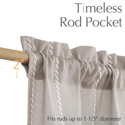 jinchan Striped Linen Valance Taupe Gray Farmhouse 18 Inch 1 Panel - color: Nautical Striped Taupe Gray, size: 50"W x 18"L (Pack of 1)