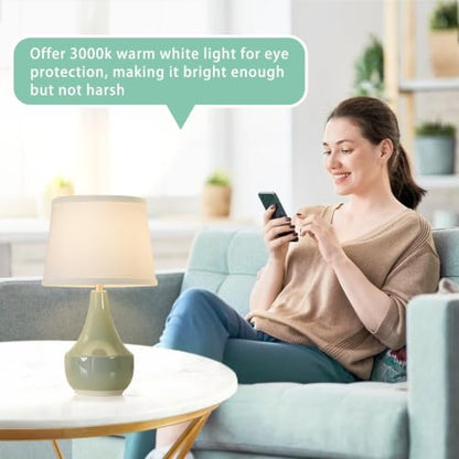 GyroVu 18" Table Lamp Set of 2, Ceramic Table Lamp Classic Beside Lamps Nightstand Lamp Modern Lamp for Living Room, Bedroom & Office Rocker Switch Sage Green-LED Bulbs Included - color: 18.63" Sage Green