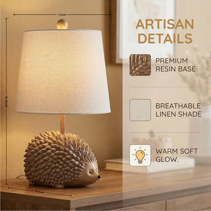 Hedgehog Table Lamp.Resin Woodland Animal Accent Lamp For Bedroom,Nursery - color: Hedgehog-Brown