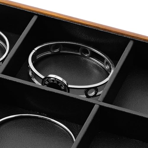 Oirlv Black Wood Jewelry Tray 6-Compartment - color: Black, size: 6 grid