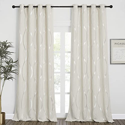 NICETOWN Beige Room Darkening Curtains 90 inches Length 2 Panels - color: 1 - Beige, size: 52"W x 90"L (Pack of 2)