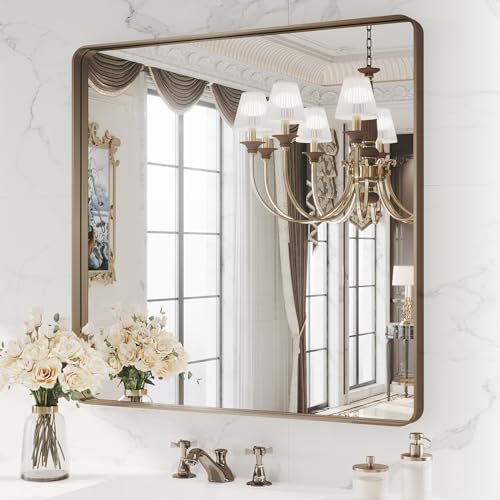 WEER Bronze Bathroom Vanity Mirror 36X36 Inch - color: Bronze, size: 36"L x 36"W