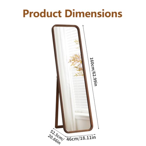 Anwick Full Length Floor Mirror Wood Frame Standing Mirror Walnut 63 in - color: Walnut