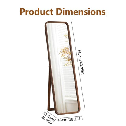 Anwick Full Length Floor Mirror Wood Frame Standing Mirror Walnut 63 in - color: Walnut