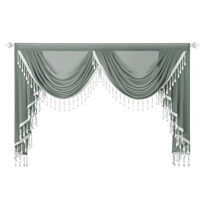 VOGOL Sheer Waterfall Valance for Living Room, 59 x 43, 1 Panel, Gray - color: Grey, size: 59"W x 43"L (Pack of 1)