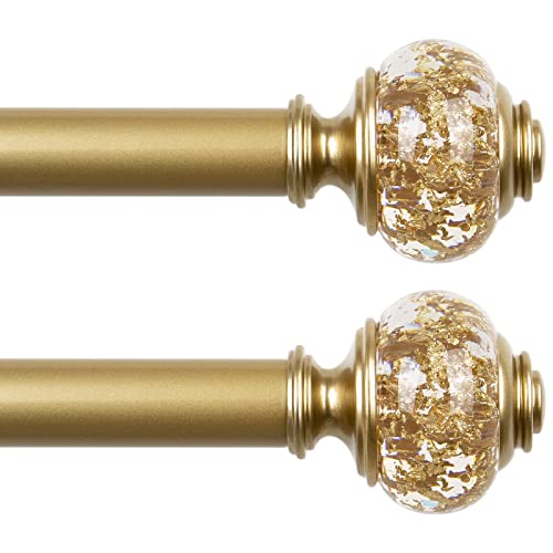 2 Pack Curtain Rods, 1 Inch Telescoping Drapery Rod 28 to 48 inch (2.3 to 4 ft), USFOOK Curtain Rods for Windows 16 to 44 Inches, Luxury Gold Translucent Finials - color: Luxury Gold, size: 28-48"(2 Pack)