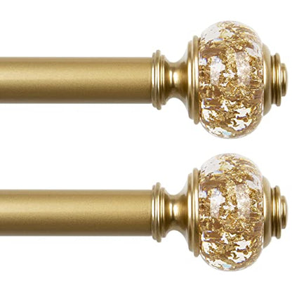2 Pack Curtain Rods, 1 Inch Telescoping Drapery Rod 28 to 48 inch (2.3 to 4 ft), USFOOK Curtain Rods for Windows 16 to 44 Inches, Luxury Gold Translucent Finials - color: Luxury Gold, size: 28-48"(2 Pack)