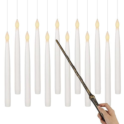 GenSwin 10.8" Flameless Floating Candles Wand Halloween Decorations - color: White-12