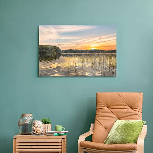 Inparadiso Lake Canvas Wall Art Picture, Nature Sunset Print, 36x24 Inch - color: Nature 04, size: 36"L x 24"W