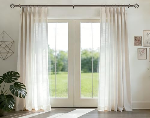 KAMANINA Bronze Curtain Rod for Windows 66 to 120 Inch, Long Drapery Rods - color: Bronze, size: 66-120"