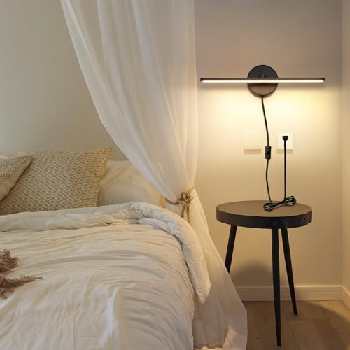 MantoLite LED Vanity Lighting Fixtures, Wall Mounted Plug in Light Fixtures - color: Black, size: 16 inches