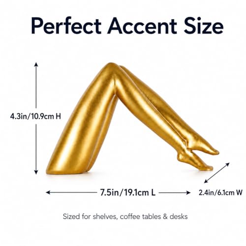 QIANLING Golden Legs Sculpture, Gold Statue Home Decor, Abstract Resin Yoga Dancer Statue, Modern Minimalist Gold Decor Accent for Living Room Table Shelf Bookshelf Office Desk Bedroom Entryway - color: Folded Legs