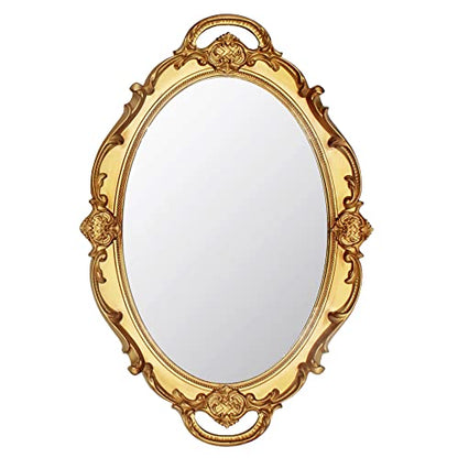 Eaoundm 14.5 x 10 inchs Smallest Oval Antique Mirror (Gold) - color: Gold