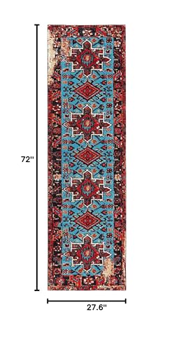 SAFAVIEH Vintage Hamadan Runner Rug 2'3"x6', Red & Light Blue VTH211Q - color: Red/Light Blue, size: 2'3" x 6' (Runner)