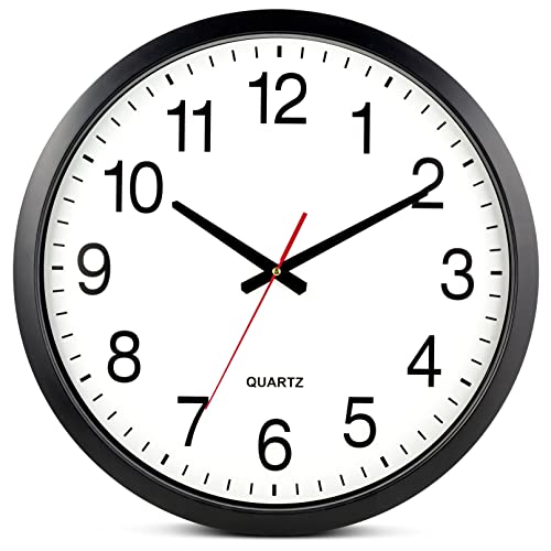 Bernhard Products Black Wall Clock Silent Non Ticking - XL 18 Inch Quality Quartz Battery Operated Round Easy to Read Home/Office/Classroom/School Clock - size: 18 Inch
