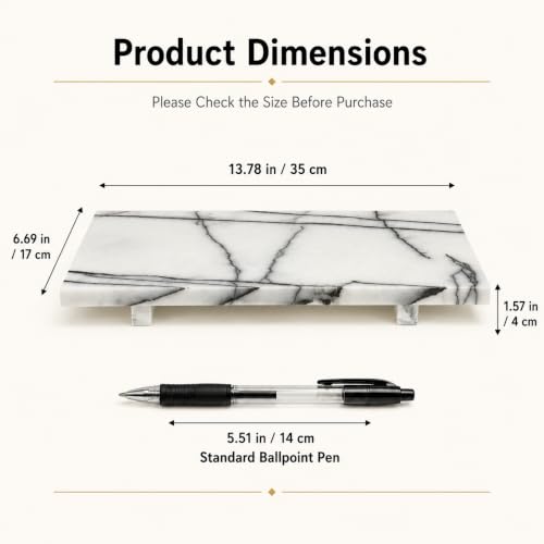 White Marble Pedestal Tray, 13.8-Inch Organizer for Bathroom Counter - color: Snow Plum Marble-13.8 in