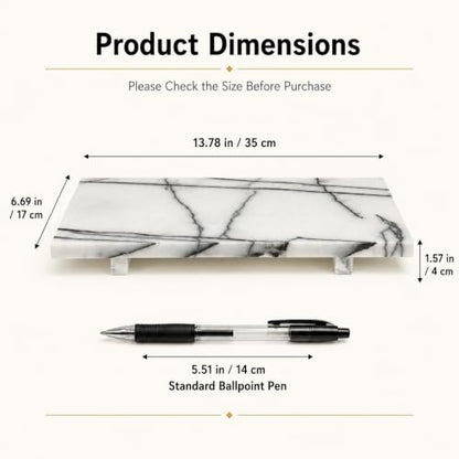 White Marble Pedestal Tray, 13.8-Inch Organizer for Bathroom Counter - color: Snow Plum Marble-13.8 in