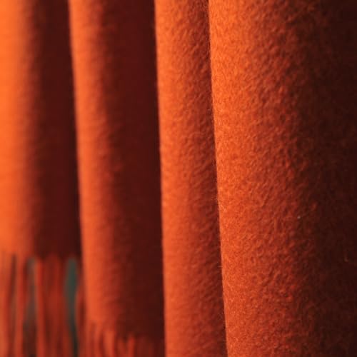 CUDDLE DREAMS Premium Cashmere Throw Blanket with Fringe (Persimmon) - color: Persimmon