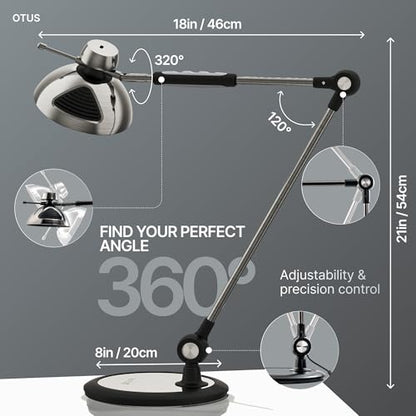 OTUS Tall LED Architect Desk Lamp for Home Office, Gesture Control - color: Space Grey