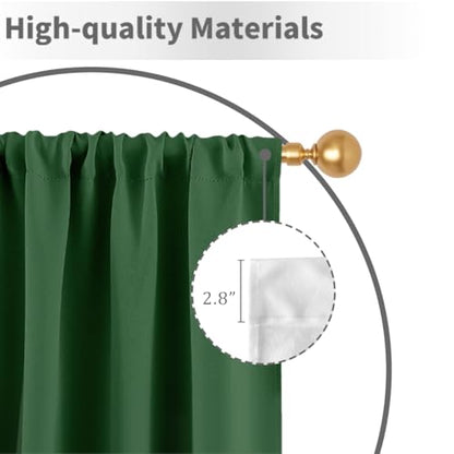 Black Green Curtains, Ombre, 2 Panels, 42" W x 63" L, Rod Pocket - color: Green Black, size: 42"W x 63"L (Pack of 2)