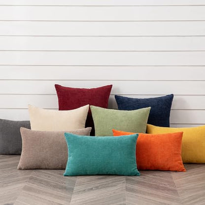 GAWAMAY Beige Chenille Throw Pillow Covers 22x22 Set of 2 for Couch - color: Beige, size: 22" x 22" (Pack of 2)