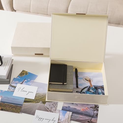 Soul & Lane - Letter Keepsake Storage Box, Magnetic Lid, Set of 2, Beige - color: Beige