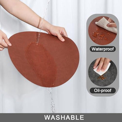 Myir JUN 14" Round Placemats Set of 4, Reversible Dual-Color Place Mats - color: Gray Terracotta