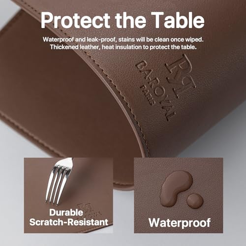 Baroyal Faux Leather Placemats Set of 4 Vinyl Washable Wipeable Table Mats for Kitchen Dining Table Heat Resistant Waterproof Modern Indoor/Outdoor Placemats Non-Slip Easy Clean Place Mats (Chocolat) - color: B-chocolat