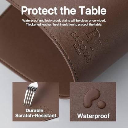 Baroyal Faux Leather Placemats Set of 4 Vinyl Washable Wipeable Table Mats for Kitchen Dining Table Heat Resistant Waterproof Modern Indoor/Outdoor Placemats Non-Slip Easy Clean Place Mats (Chocolat) - color: B-chocolat