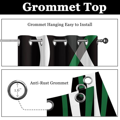 weesire Black and Green Blackout Curtains, 52 x 63 Inch, Grommet, 2 Panels - color: P1-green, size: 52"W x 63"L (Pack of 2)