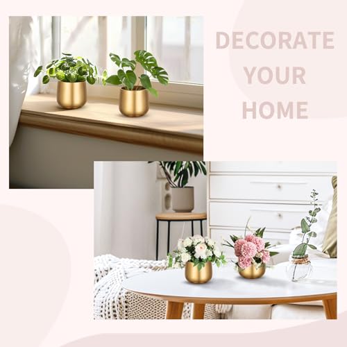 NUPTIO Gold Compote Vases Centerpiece, 4" Small Planter, 6 Pcs - color: Style 1#, size: 3.9in Tall-6pcs