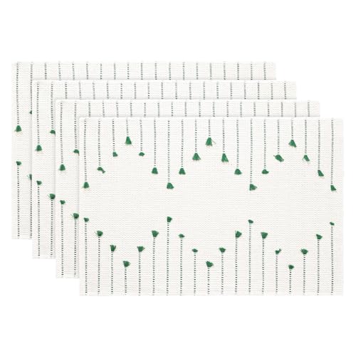 Artoid Mode Dark Green Christmas Woven Rustic Placemats Set of 4-12x18 Inch - color: Dark Green, size: 12" x 18", 4 Pcs