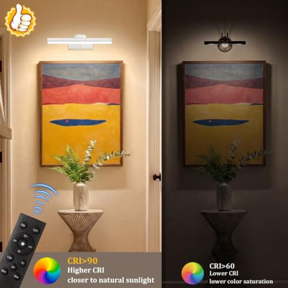 Picture Light for Wall, 4000mAh, White, 13.8 Inch, 2 Pack - color: White