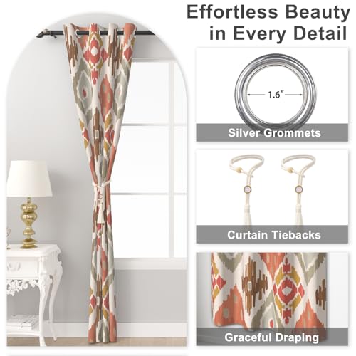 Abstract Geometric Patterned Blackout Curtains for Bedroom and Living Room, Room Darkening Window Blackout Curtains 84 Inches Long, Thermal Soundproof Bedroom Curtains 2 Panel Sets with Tiebacks - color: Abstract Pattern Print