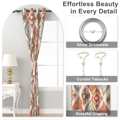 Abstract Geometric Patterned Blackout Curtains for Bedroom and Living Room, Room Darkening Window Blackout Curtains 84 Inches Long, Thermal Soundproof Bedroom Curtains 2 Panel Sets with Tiebacks - color: Abstract Pattern Print