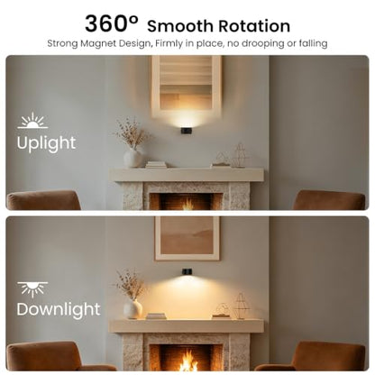 Koopala LED Reading Lights, Wall Mounted Sconces with 3 Color Temperatures & 3 Brightness Levels Rechargeable Battery Magnetic Ball 360°Rotation Touch Control, Lamps for Kids Study Bedside Closet - color: Black-A