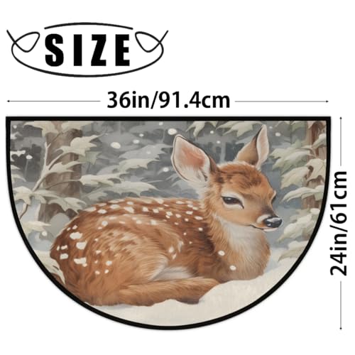 Half Circle Doormat Christmas Animal Deer 36''x24''Shoe Mats for Entryway Indoor Rug for Outdoor Entrance Home Front Door Decor - color: A-44 Christmas Animal Deer
