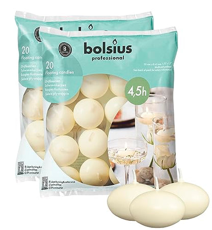 BOLSIUS Unscented 1.75" Floating Candles - Pure Rich Creamy Ivory, 40 Set - Smokeless, European Quality - Imbue Breathtaking Ambiance for Romantic Wedding Centerpieces, Decorations, Holiday Parties - size: 1.75 Inch, style: 2 Pack